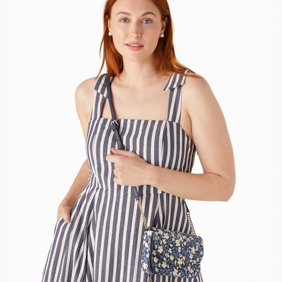 New Kate Spade Kristi Shoreside Floral Print Flap Crossbody Blue Multicolor - Picture 5 of 5